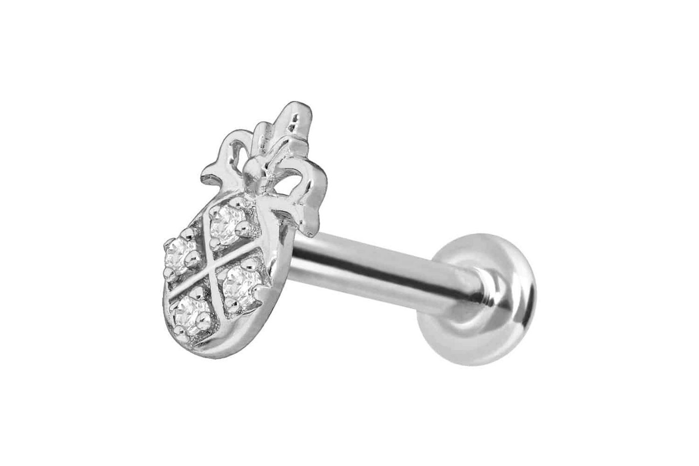 PIERCINGLINE Piercing-Set 14 Karat Gold Labret mit Push Fit MOISSANIT-ANANAS (Labrets, 1-tlg) von PIERCINGLINE