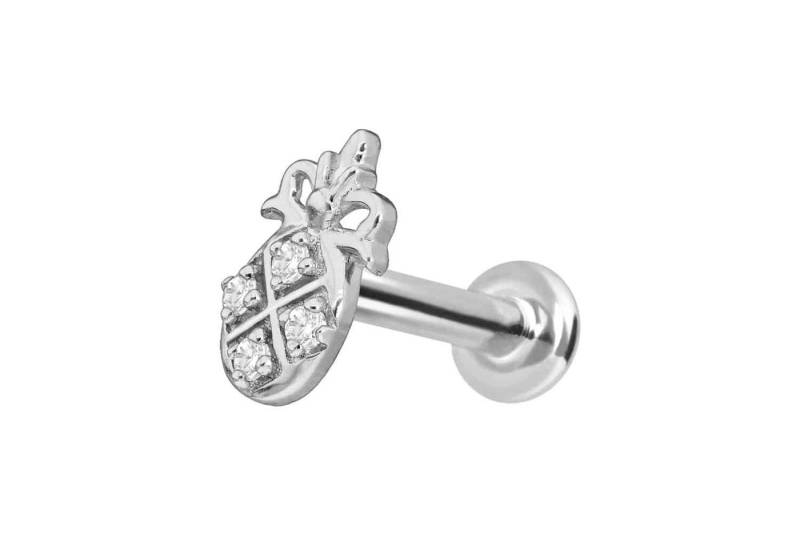 PIERCINGLINE Piercing-Set 14 Karat Gold Labret mit Push Fit MOISSANIT-ANANAS (Labrets, 1-tlg) von PIERCINGLINE