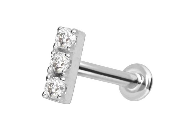 PIERCINGLINE Piercing-Set 14 Karat Gold Labret mit Push Fit MOISSANIT-BALKEN (Labrets / 1 Stk) von PIERCINGLINE