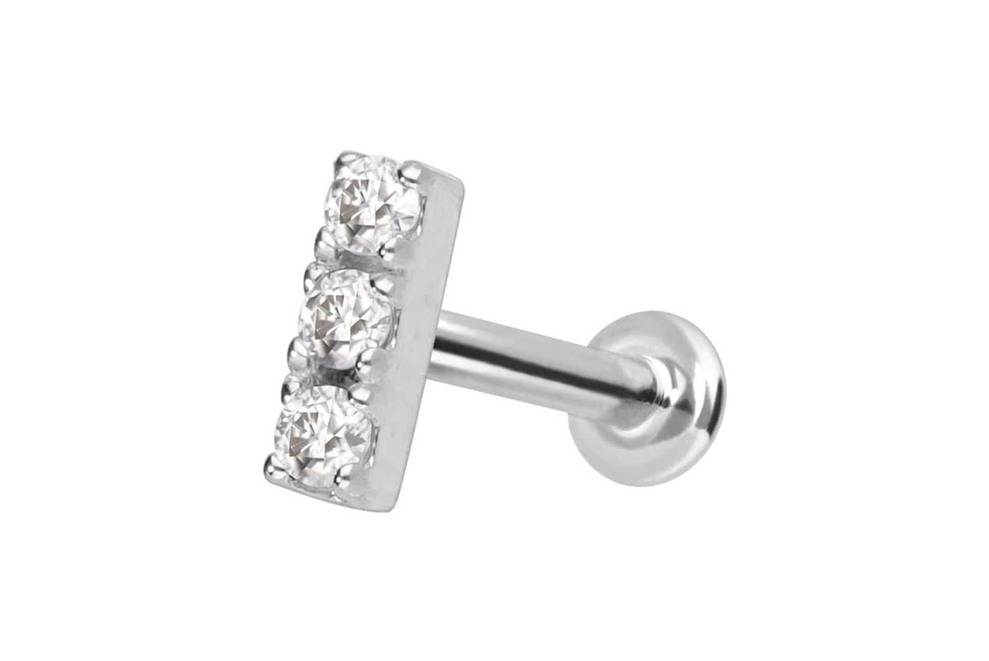 PIERCINGLINE Piercing-Set 14 Karat Gold Labret mit Push Fit MOISSANIT-BALKEN (Labrets, 1-tlg) von PIERCINGLINE
