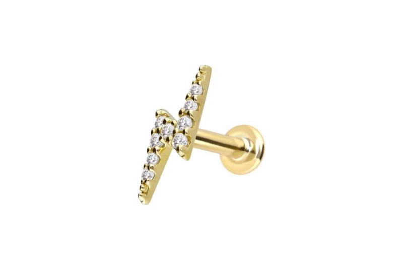 PIERCINGLINE Piercing-Set 14 Karat Gold Labret mit Push Fit MOISSANIT-BLITZ (Labrets, 1-tlg) von PIERCINGLINE