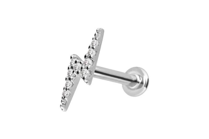 PIERCINGLINE Piercing-Set 14 Karat Gold Labret mit Push Fit MOISSANIT-BLITZ (Labrets, 1-tlg) von PIERCINGLINE