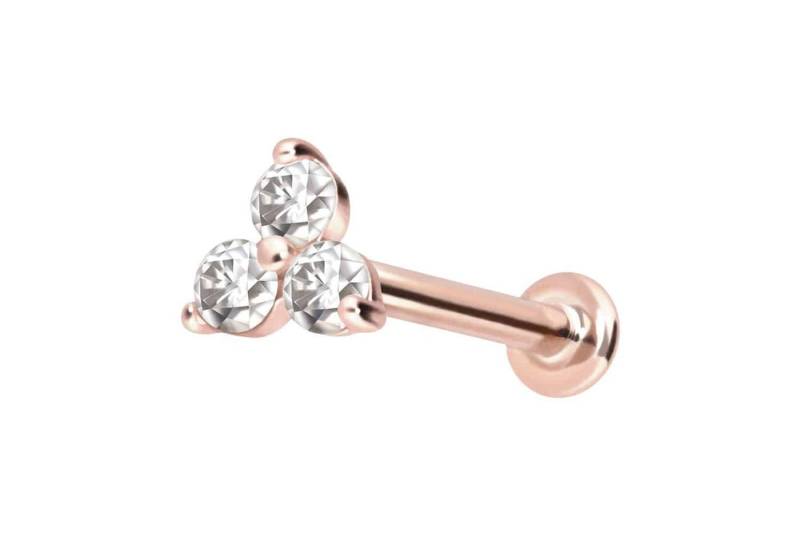 PIERCINGLINE Piercing-Set 14 Karat Gold Labret mit Push Fit MOISSANIT-BLUME (Labrets / 1 Stk) von PIERCINGLINE