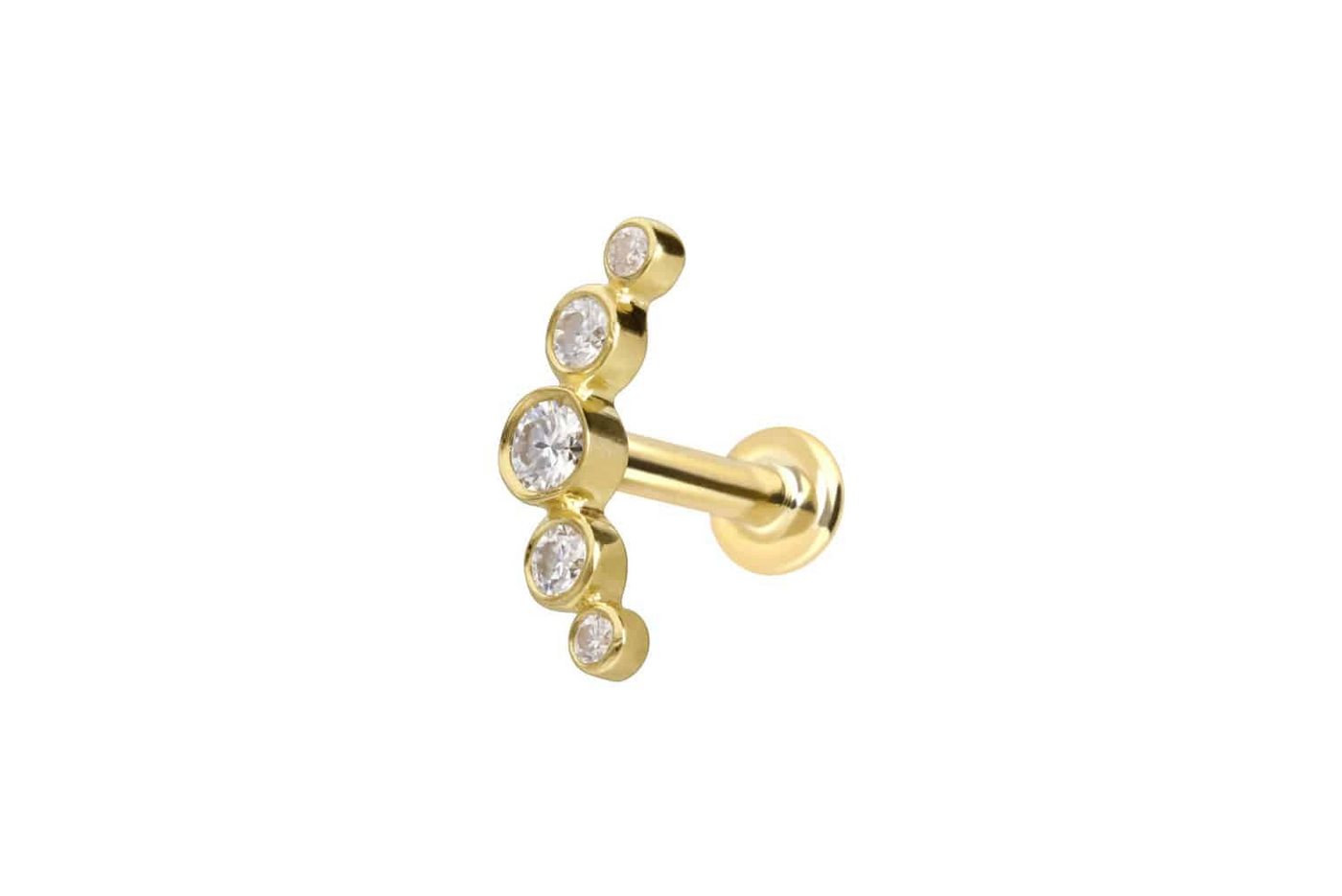 PIERCINGLINE Piercing-Set 14 Karat Gold Labret mit Push Fit MOISSANIT-BOGEN (Labrets, 1-tlg) von PIERCINGLINE
