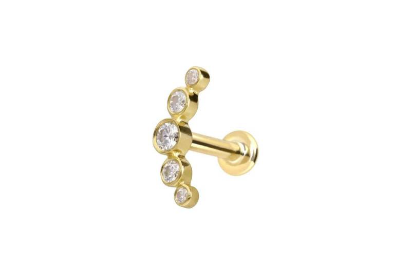 PIERCINGLINE Piercing-Set 14 Karat Gold Labret mit Push Fit MOISSANIT-BOGEN (Labrets, 1-tlg) von PIERCINGLINE