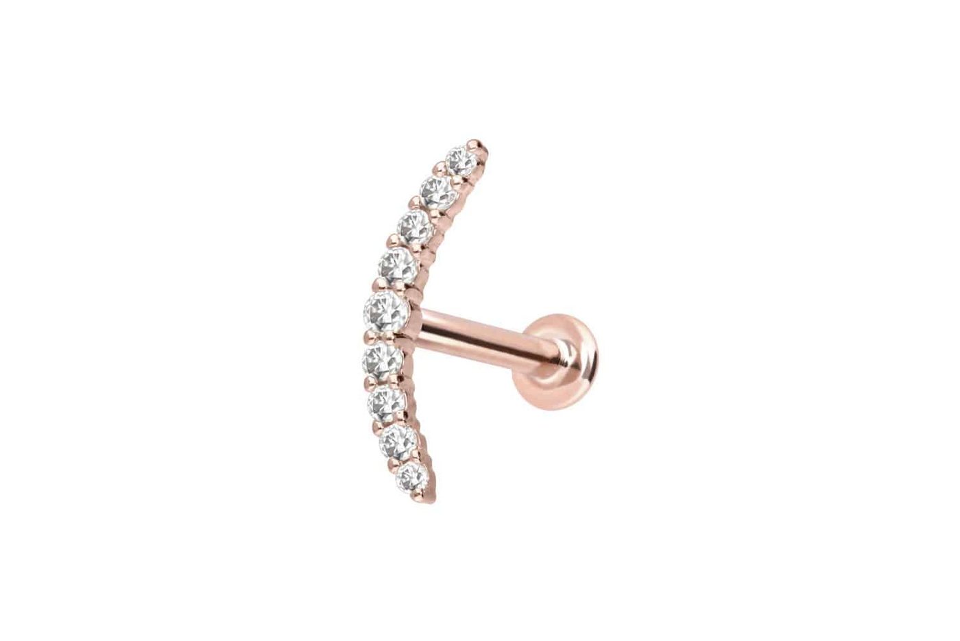 PIERCINGLINE Piercing-Set 14 Karat Gold Labret mit Push Fit MOISSANIT-BOGEN (Labrets, 1-tlg) von PIERCINGLINE