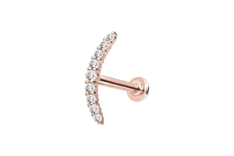 PIERCINGLINE Piercing-Set 14 Karat Gold Labret mit Push Fit MOISSANIT-BOGEN (Labrets, 1-tlg) von PIERCINGLINE