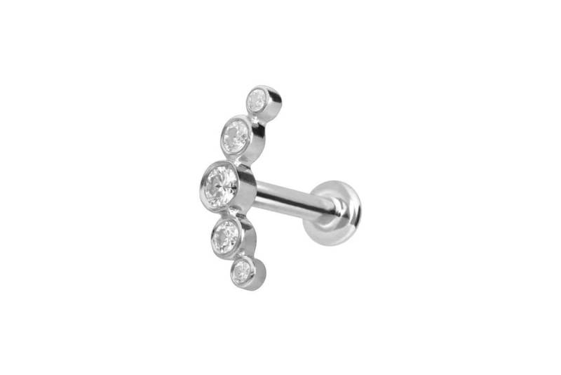 PIERCINGLINE Piercing-Set 14 Karat Gold Labret mit Push Fit MOISSANIT-BOGEN (Labrets, 1-tlg) von PIERCINGLINE