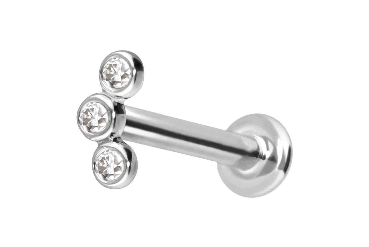 PIERCINGLINE Piercing-Set 14 Karat Gold Labret mit Push Fit MOISSANIT-BOGEN (Labrets, 1-tlg) von PIERCINGLINE