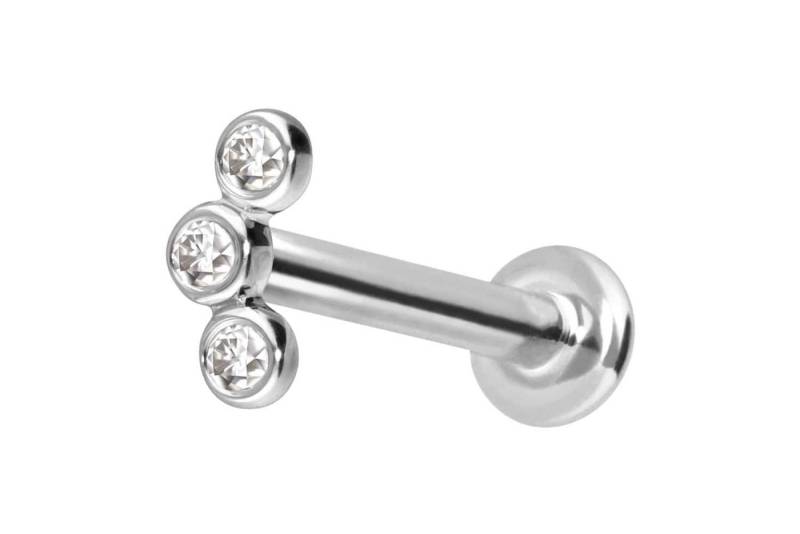 PIERCINGLINE Piercing-Set 14 Karat Gold Labret mit Push Fit MOISSANIT-BOGEN (Labrets, 1-tlg) von PIERCINGLINE