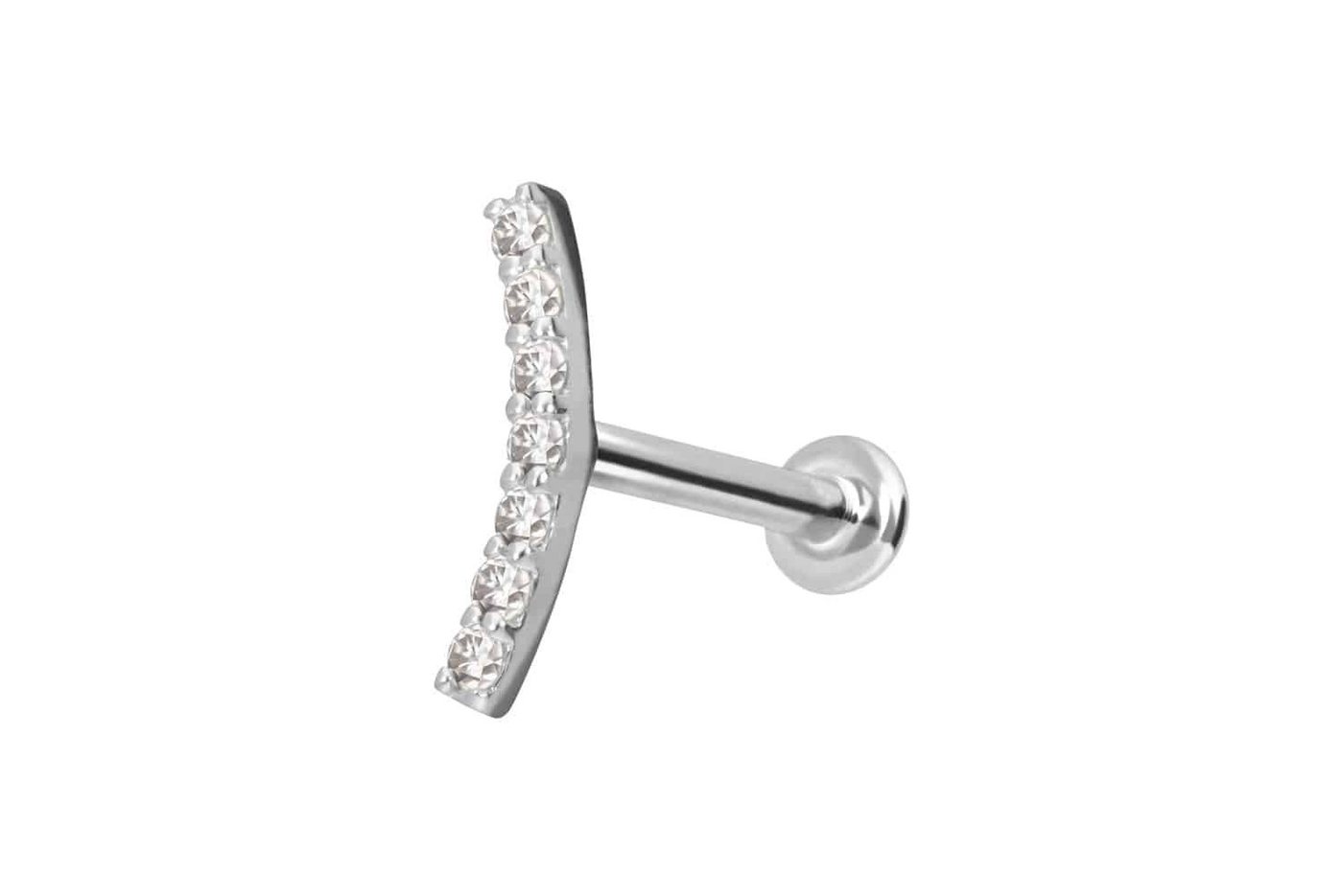 PIERCINGLINE Piercing-Set 14 Karat Gold Labret mit Push Fit MOISSANIT-BOGEN (Labrets, 1-tlg) von PIERCINGLINE