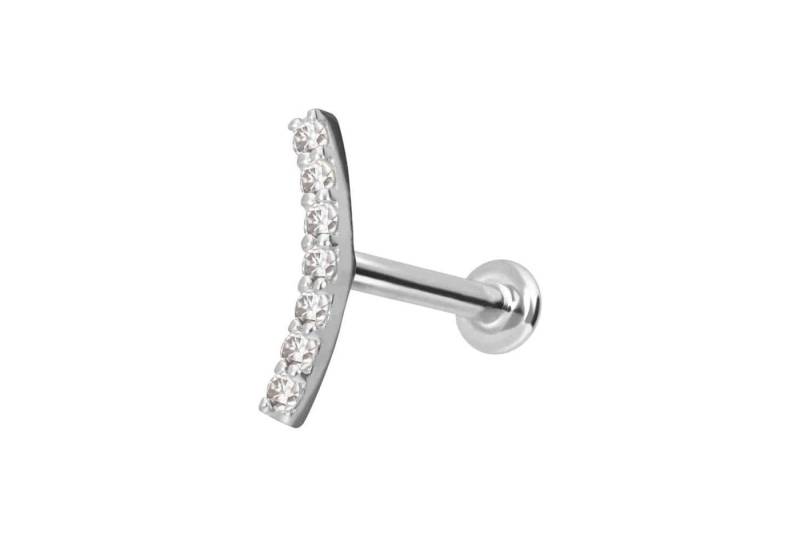 PIERCINGLINE Piercing-Set 14 Karat Gold Labret mit Push Fit MOISSANIT-BOGEN (Labrets, 1-tlg) von PIERCINGLINE
