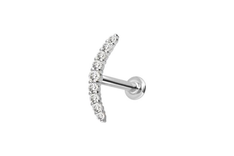 PIERCINGLINE Piercing-Set 14 Karat Gold Labret mit Push Fit MOISSANIT-BOGEN (Labrets, 1-tlg) von PIERCINGLINE