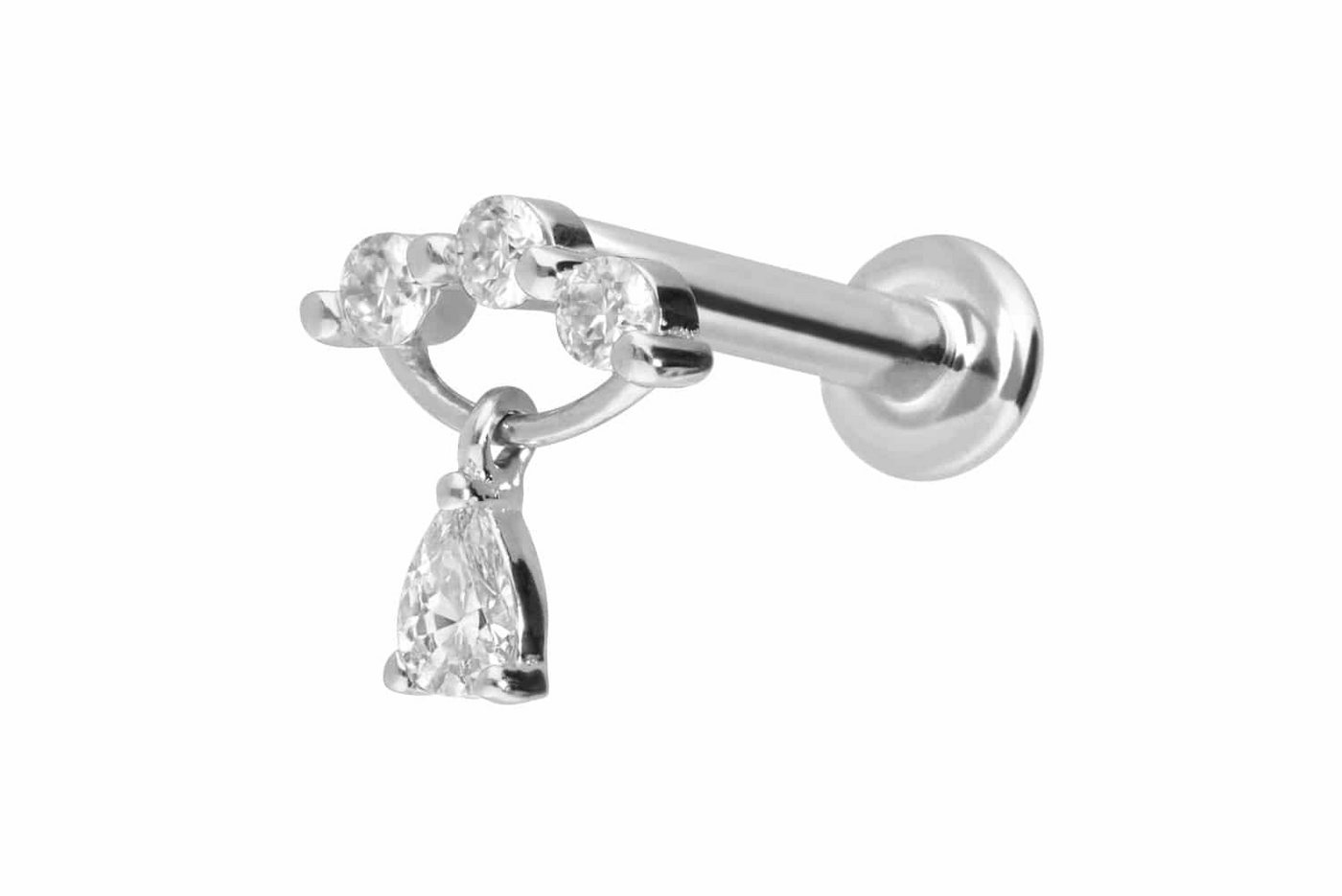 PIERCINGLINE Piercing-Set 14 Karat Gold Labret mit Push Fit MOISSANIT-BOGEN + MOISSANIT-TROPFEN (Labrets, 1-tlg) von PIERCINGLINE