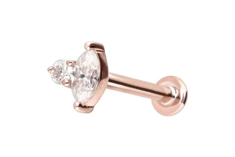 PIERCINGLINE Piercing-Set 14 Karat Gold Labret mit Push Fit MOISSANIT-DESIGN (Labrets / 1 Stk) von PIERCINGLINE