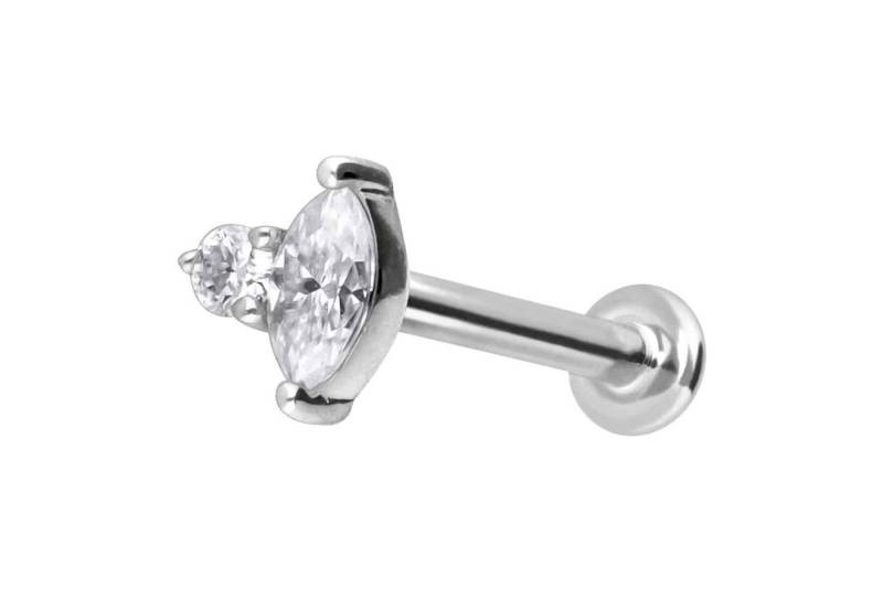 PIERCINGLINE Piercing-Set 14 Karat Gold Labret mit Push Fit MOISSANIT-DESIGN (Labrets / 1 Stk) von PIERCINGLINE