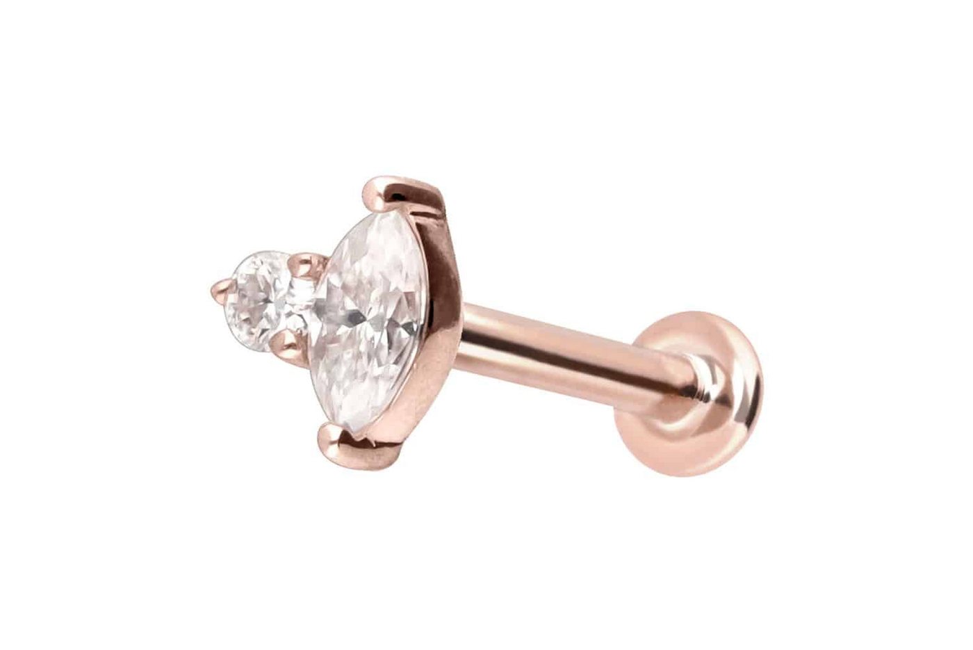 PIERCINGLINE Piercing-Set 14 Karat Gold Labret mit Push Fit MOISSANIT-DESIGN (Labrets / 1 Stk) von PIERCINGLINE