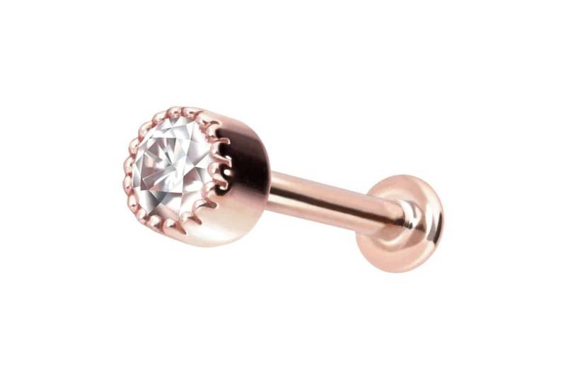PIERCINGLINE Piercing-Set 14 Karat Gold Labret mit Push Fit MOISSANIT-DISC (Labrets / 1 Stk) von PIERCINGLINE