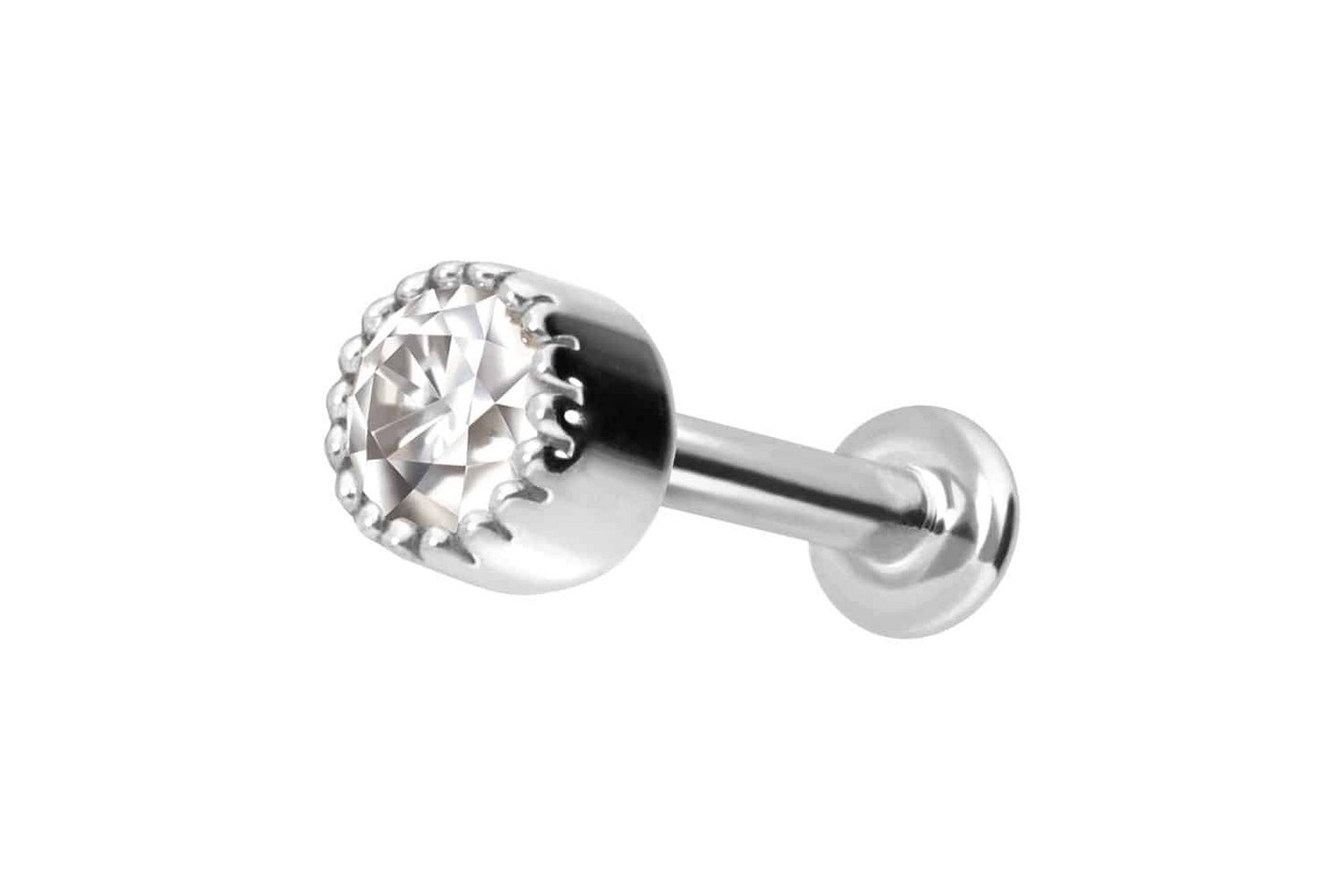 PIERCINGLINE Piercing-Set 14 Karat Gold Labret mit Push Fit MOISSANIT-DISC (Labrets / 1 Stk) von PIERCINGLINE