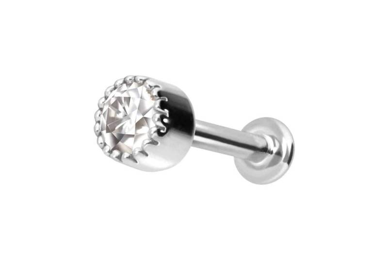 PIERCINGLINE Piercing-Set 14 Karat Gold Labret mit Push Fit MOISSANIT-DISC (Labrets / 1 Stk) von PIERCINGLINE