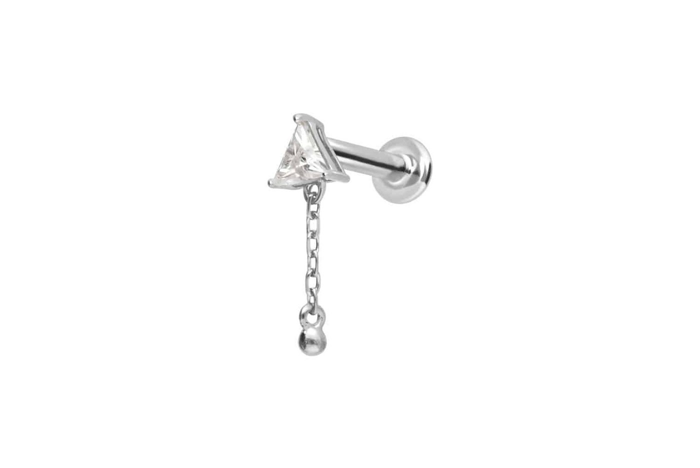 PIERCINGLINE Piercing-Set 14 Karat Gold Labret mit Push Fit MOISSANIT-DREIECK + KETTE (Labrets, 1-tlg) von PIERCINGLINE