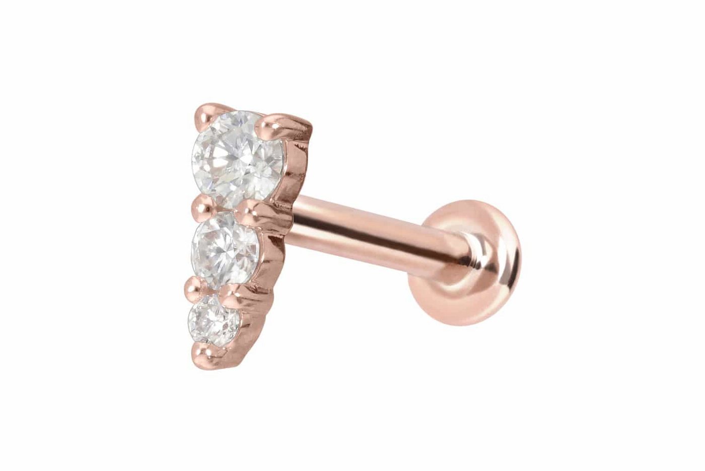 PIERCINGLINE Piercing-Set 14 Karat Gold Labret mit Push Fit MOISSANIT-EISZAPFEN (Labrets, 1-tlg) von PIERCINGLINE