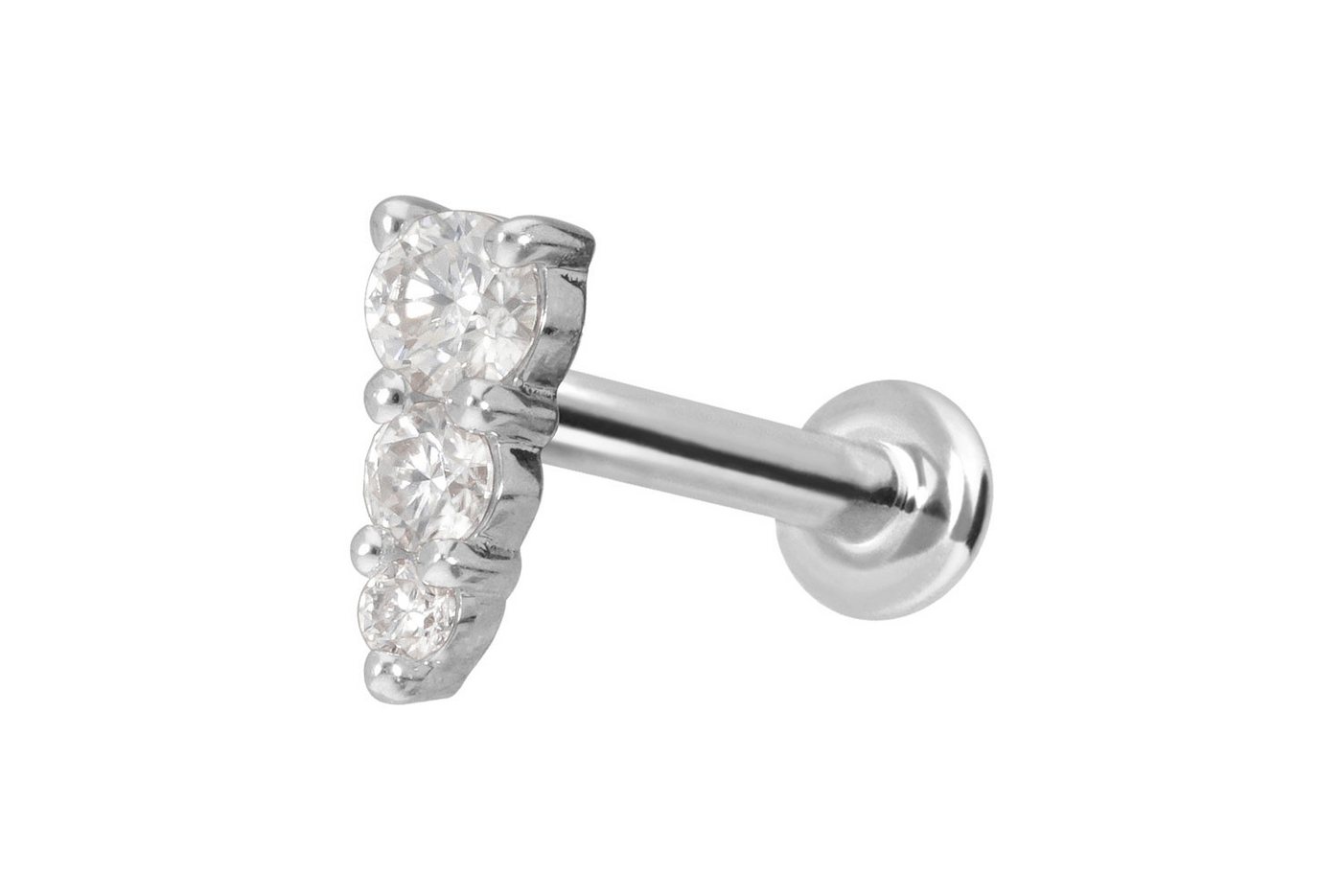 PIERCINGLINE Piercing-Set 14 Karat Gold Labret mit Push Fit MOISSANIT-EISZAPFEN (Labrets, 1-tlg) von PIERCINGLINE