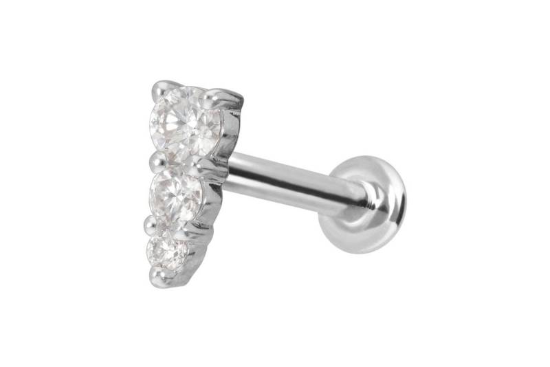 PIERCINGLINE Piercing-Set 14 Karat Gold Labret mit Push Fit MOISSANIT-EISZAPFEN (Labrets, 1-tlg) von PIERCINGLINE