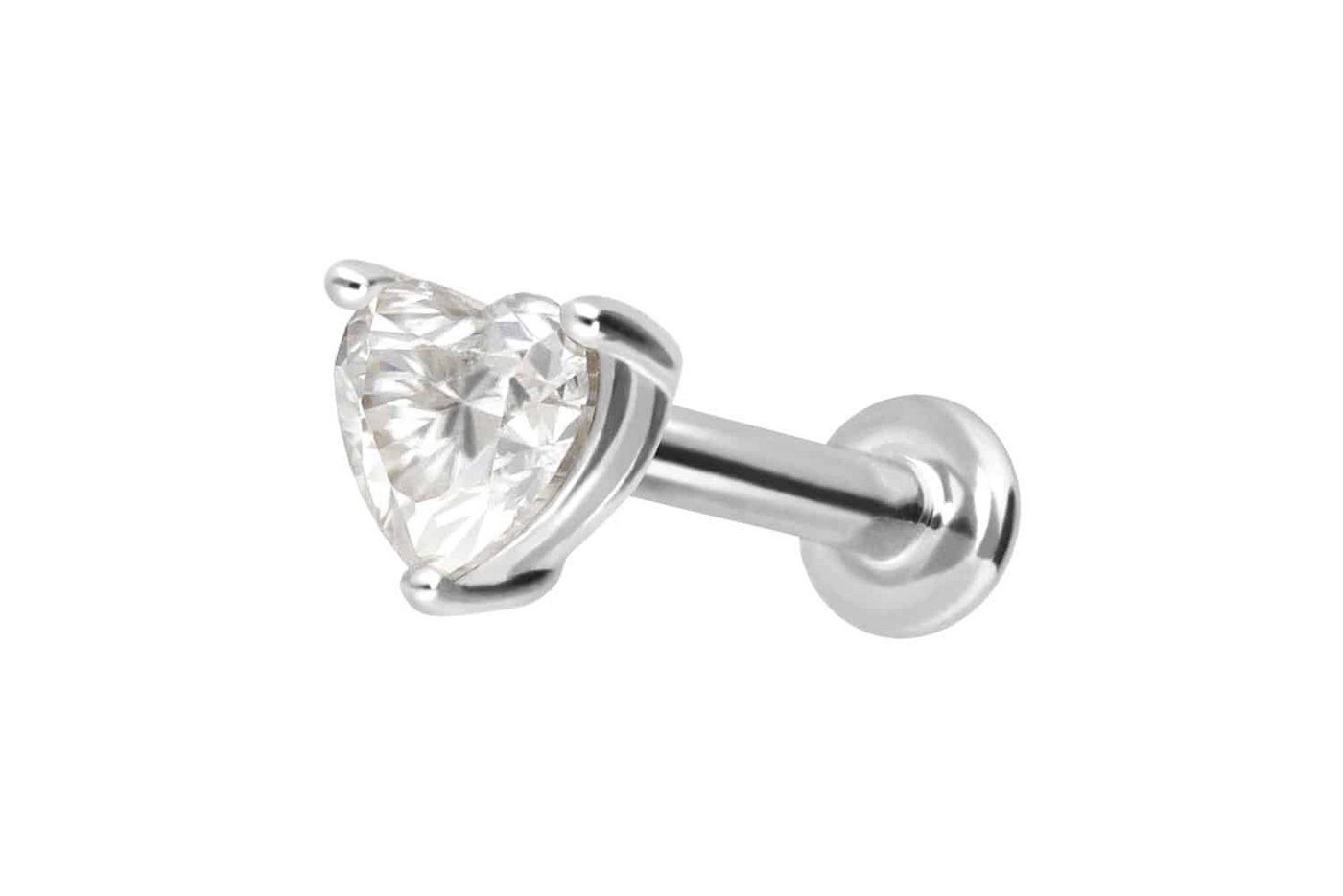 PIERCINGLINE Piercing-Set 14 Karat Gold Labret mit Push Fit MOISSANIT-HERZ (Labrets / 1 Stk) von PIERCINGLINE