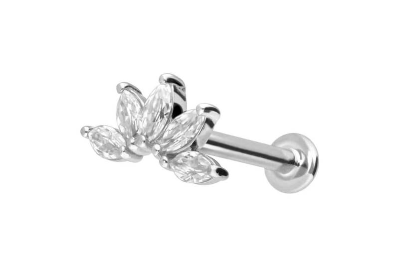 PIERCINGLINE Piercing-Set 14 Karat Gold Labret mit Push Fit MOISSANIT-LOTUSBLÜTE (Labrets / 1 Stk) von PIERCINGLINE