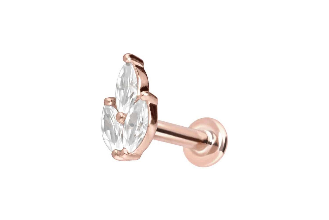 PIERCINGLINE Piercing-Set 14 Karat Gold Labret mit Push Fit MOISSANIT-LOTUSBLÜTE (Labrets, 1-tlg) von PIERCINGLINE