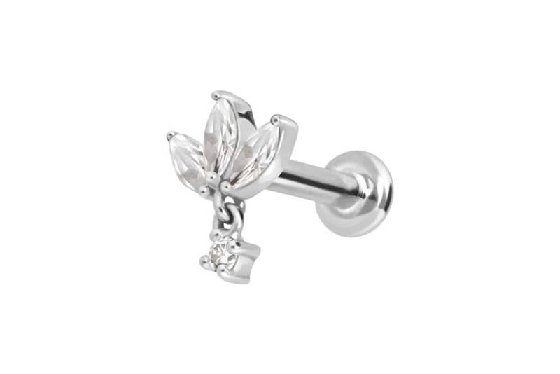 PIERCINGLINE Piercing-Set 14 Karat Gold Labret mit Push Fit MOISSANIT-LOTUSBLÜTE (Labrets, 1-tlg) von PIERCINGLINE