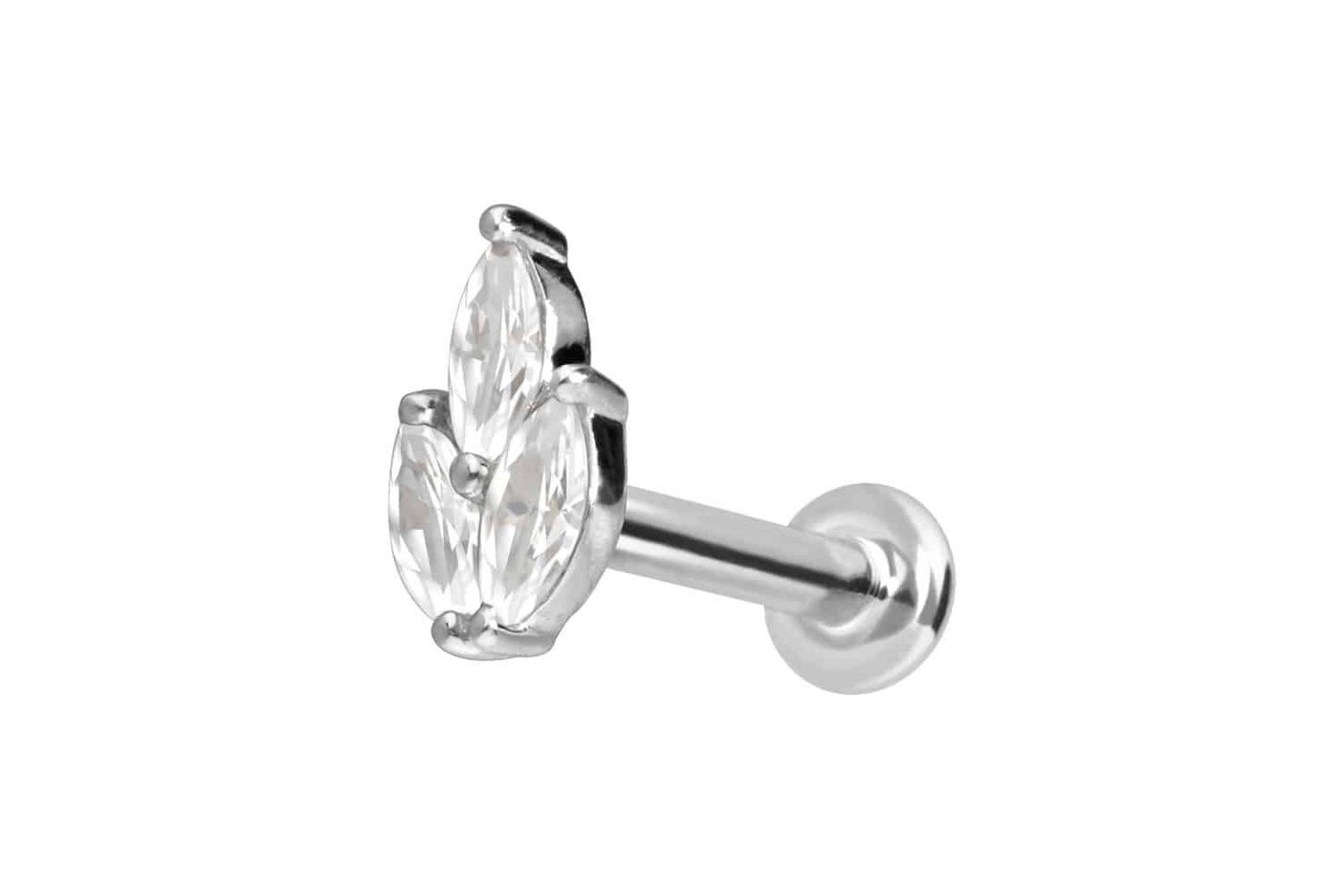 PIERCINGLINE Piercing-Set 14 Karat Gold Labret mit Push Fit MOISSANIT-LOTUSBLÜTE (Labrets, 1-tlg) von PIERCINGLINE