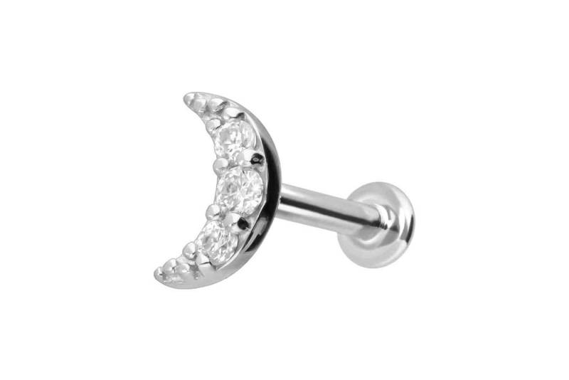 PIERCINGLINE Piercing-Set 14 Karat Gold Labret mit Push Fit MOISSANIT-MOND (Labrets / 1 Stk) von PIERCINGLINE