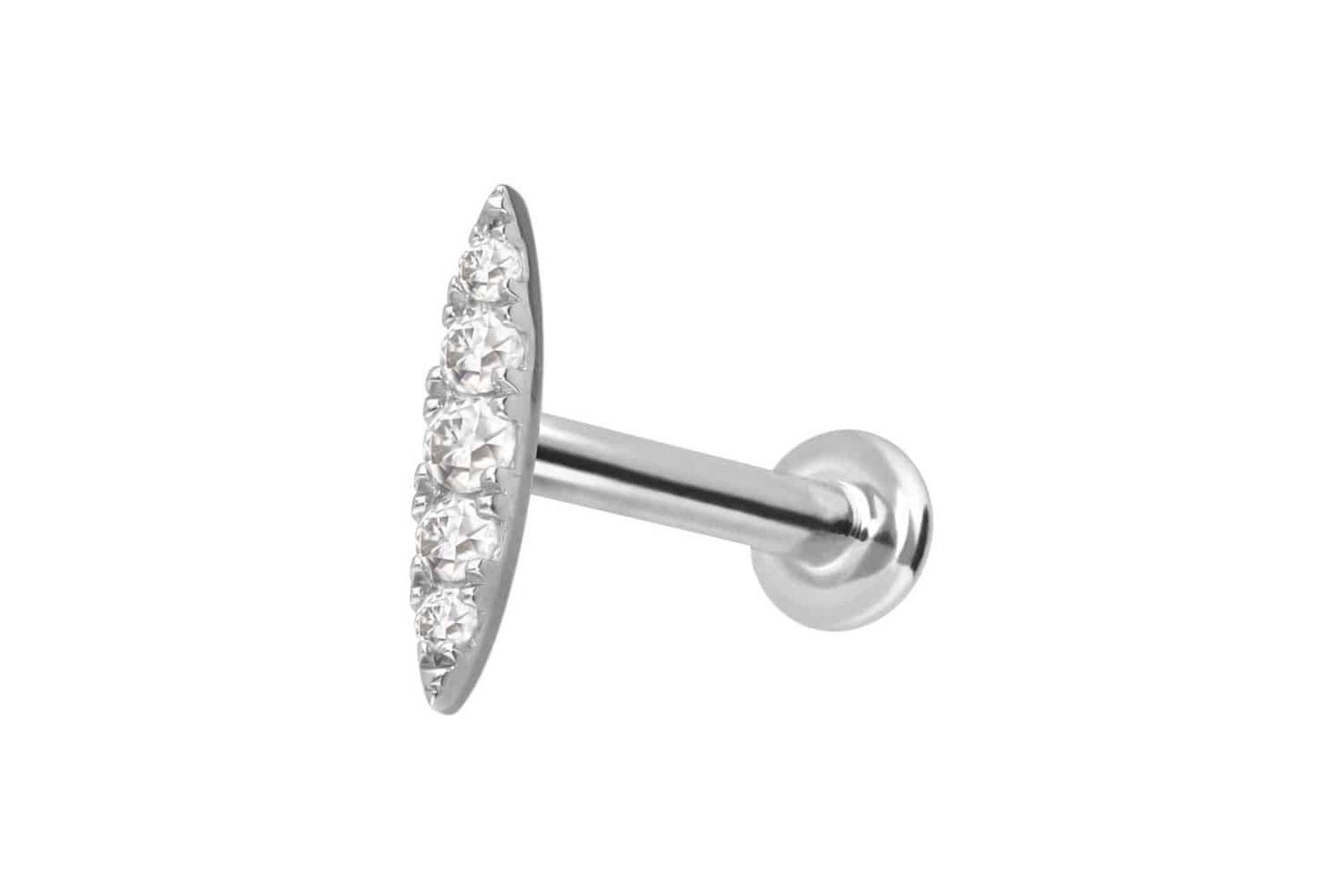 PIERCINGLINE Piercing-Set 14 Karat Gold Labret mit Push Fit MOISSANIT-OVAL (Labrets, 1-tlg) von PIERCINGLINE