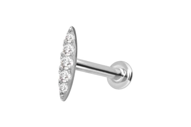 PIERCINGLINE Piercing-Set 14 Karat Gold Labret mit Push Fit MOISSANIT-OVAL (Labrets, 1-tlg) von PIERCINGLINE