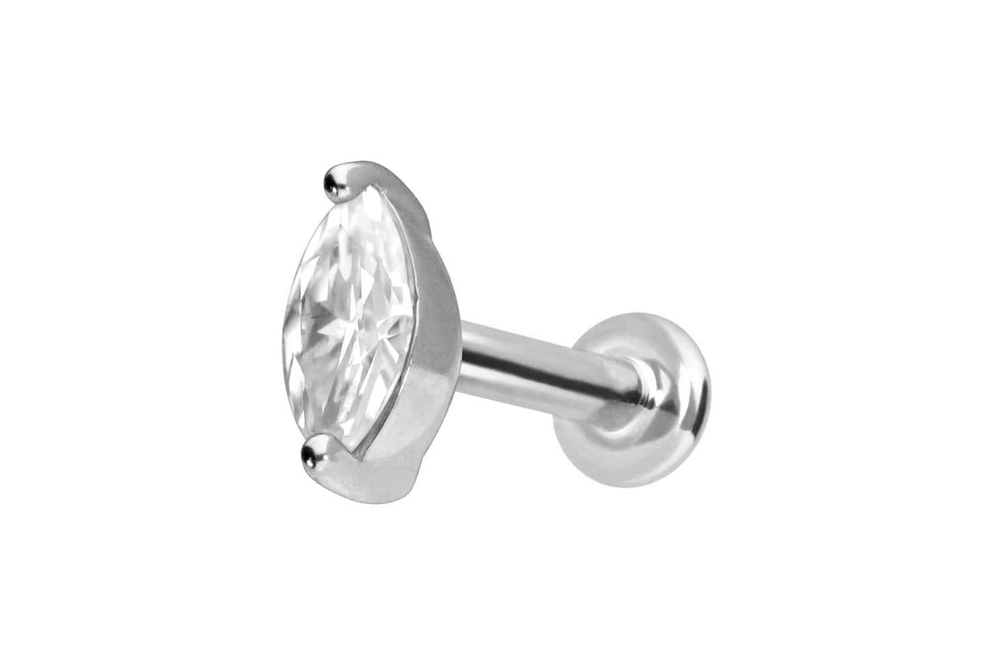 PIERCINGLINE Piercing-Set 14 Karat Gold Labret mit Push Fit MOISSANIT-OVAL (Labrets, 1-tlg) von PIERCINGLINE