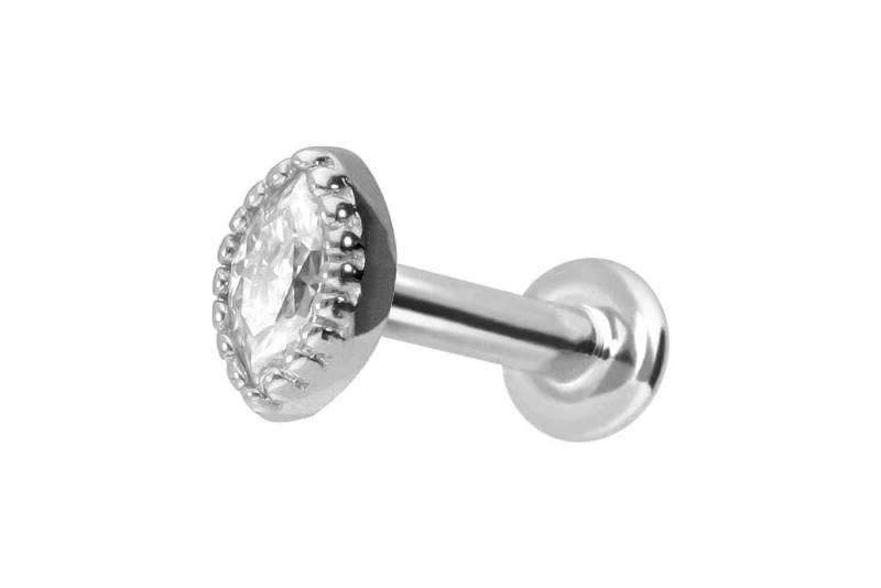 PIERCINGLINE Piercing-Set 14 Karat Gold Labret mit Push Fit MOISSANIT-OVAL (Labrets / 1 Stk) von PIERCINGLINE