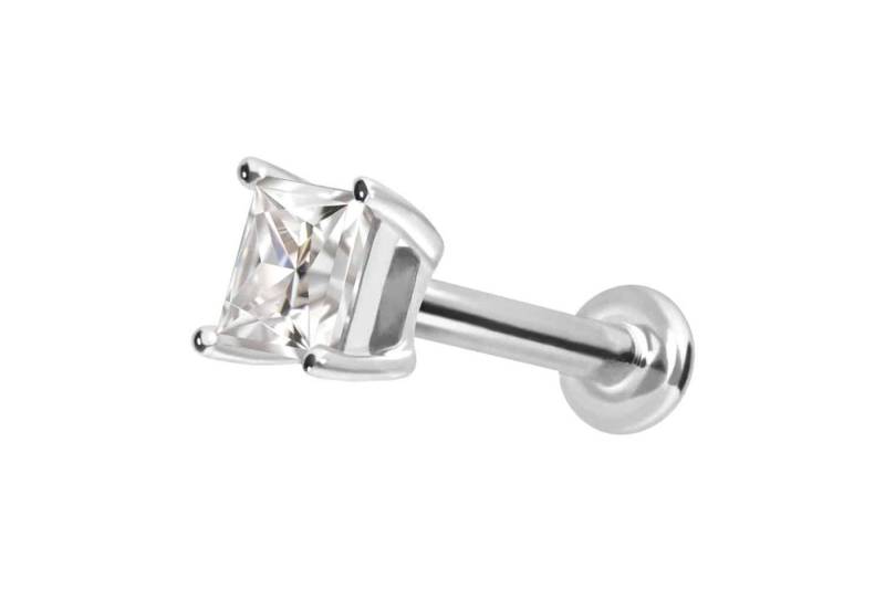 PIERCINGLINE Piercing-Set 14 Karat Gold Labret mit Push Fit MOISSANIT-QUADRAT (Labrets / 1 Stk) von PIERCINGLINE