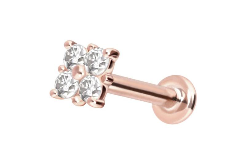 PIERCINGLINE Piercing-Set 14 Karat Gold Labret mit Push Fit MOISSANIT-QUADRAT (Labrets, 1-tlg) von PIERCINGLINE