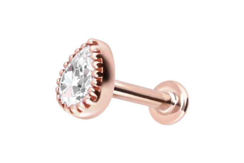 PIERCINGLINE Piercing-Set 14 Karat Gold Labret mit Push Fit MOISSANIT-TROPFEN (Labrets / 1 Stk) von PIERCINGLINE
