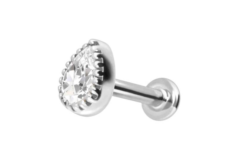 PIERCINGLINE Piercing-Set 14 Karat Gold Labret mit Push Fit MOISSANIT-TROPFEN (Labrets / 1 Stk) von PIERCINGLINE