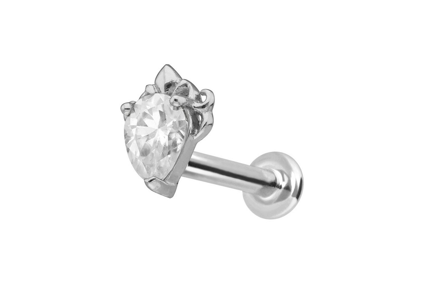 PIERCINGLINE Piercing-Set 14 Karat Gold Labret mit Push Fit MOISSANIT-TROPFEN (Labrets, 1-tlg) von PIERCINGLINE