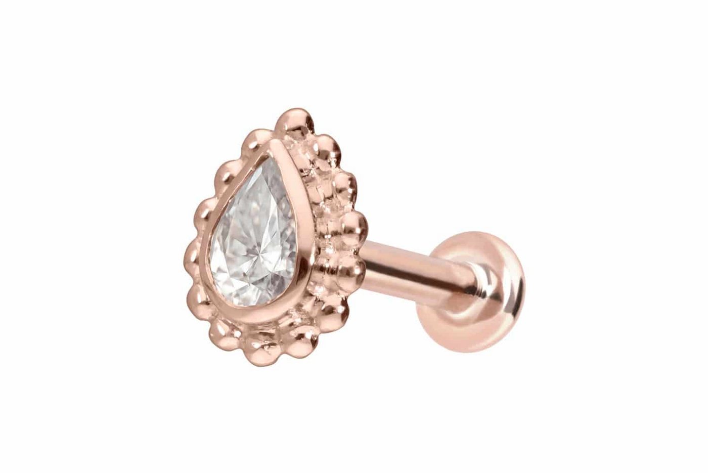 PIERCINGLINE Piercing-Set 14 Karat Gold Labret mit Push Fit MOISSANIT-TROPFEN + KUGELN (Labrets, 1-tlg) von PIERCINGLINE