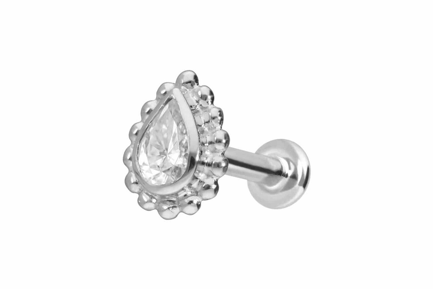 PIERCINGLINE Piercing-Set 14 Karat Gold Labret mit Push Fit MOISSANIT-TROPFEN + KUGELN (Labrets, 1-tlg) von PIERCINGLINE
