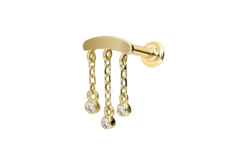 PIERCINGLINE Piercing-Set 14 Karat Gold Labret mit Push Fit MOISSANIT-WINDSPIEL (Labrets, 1-tlg) von PIERCINGLINE