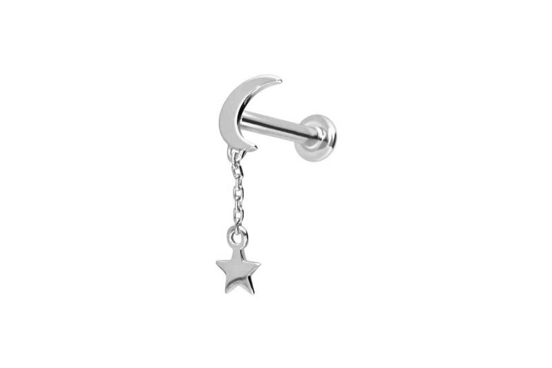 PIERCINGLINE Piercing-Set 14 Karat Gold Labret mit Push Fit MOND + STERN (Labrets, 1-tlg) von PIERCINGLINE