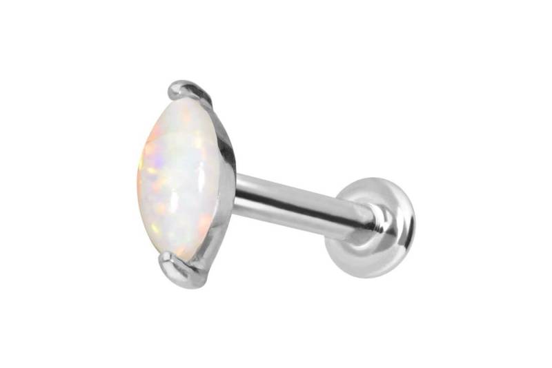 PIERCINGLINE Piercing-Set 14 Karat Gold Labret mit Push Fit OVALER SYNTHETISCHER OPAL (Labrets, 1-tlg) von PIERCINGLINE