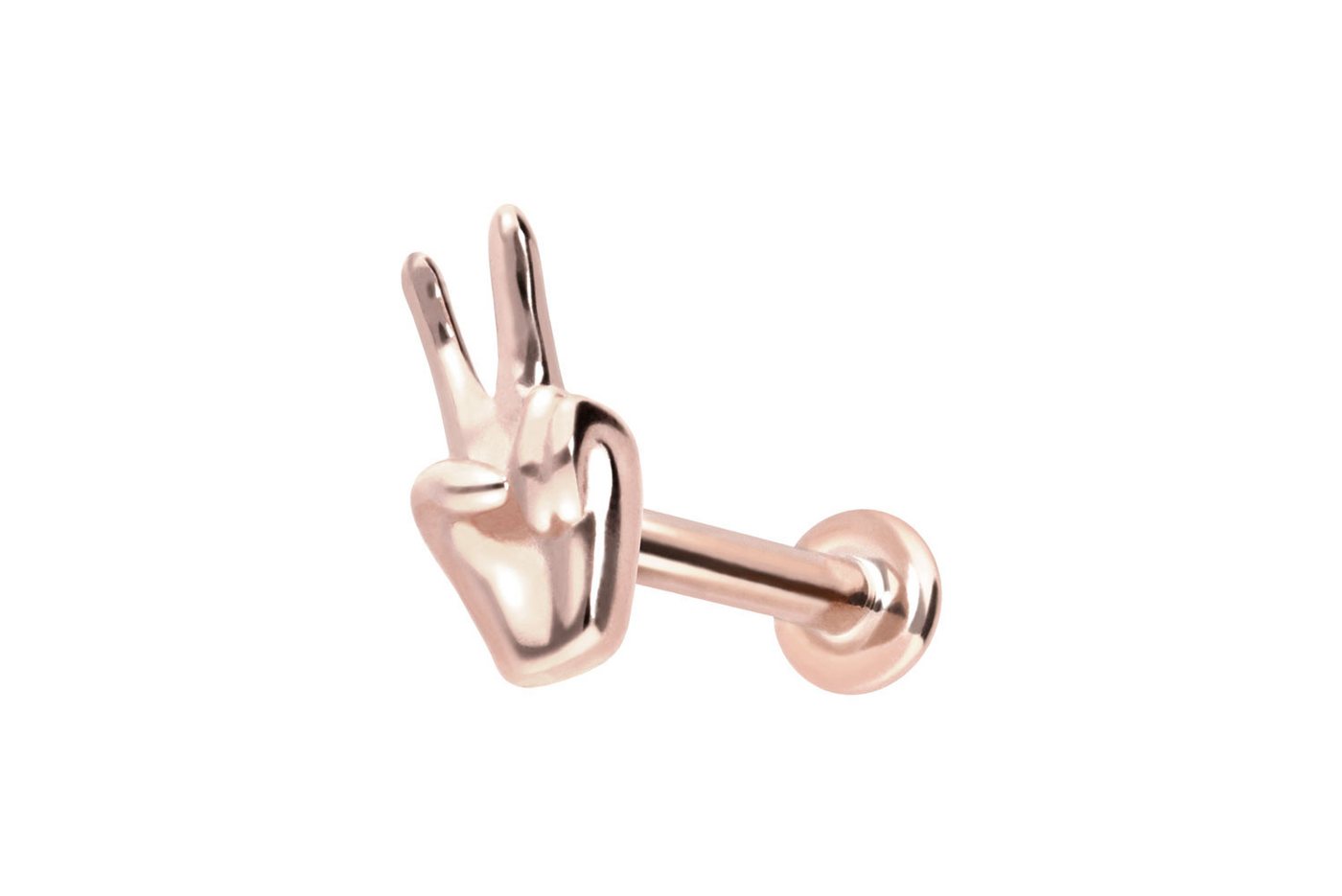 PIERCINGLINE Piercing-Set 14 Karat Gold Labret mit Push Fit PEACE-ZEICHEN (Labrets, 1-tlg) von PIERCINGLINE