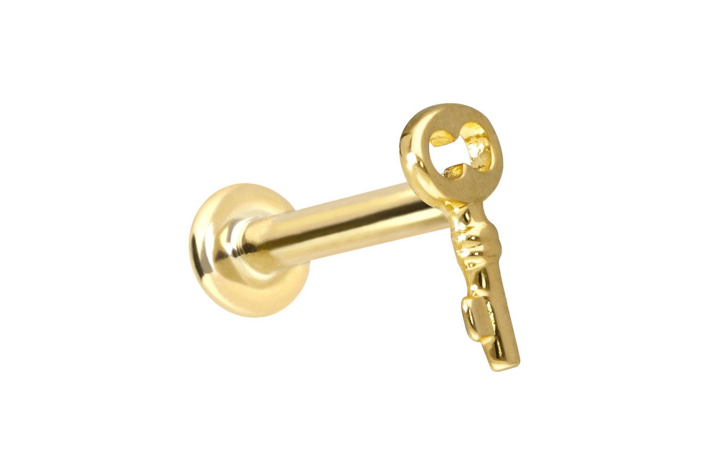 PIERCINGLINE Piercing-Set 14 Karat Gold Labret mit Push Fit SCHLÜSSEL (Labrets, 1-tlg) von PIERCINGLINE